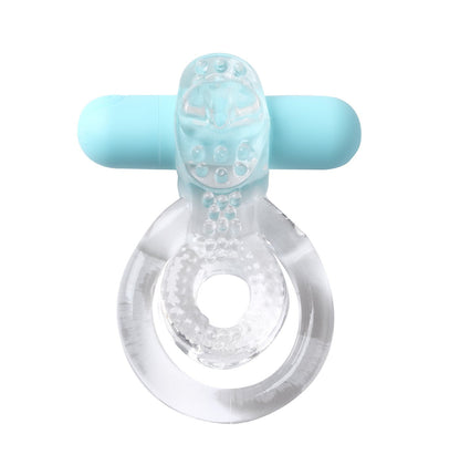 Maia Jayden - Clear/Blue USB Rechargeable Vibrating Cock & Ball Rings Maia Toys