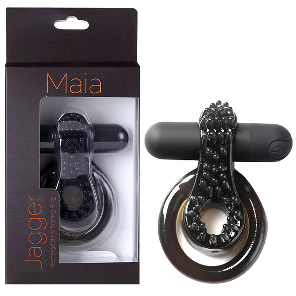 Maia Jagger - Black USB Rechargeable Vibrating Cock & Ball Ring Maia Toys