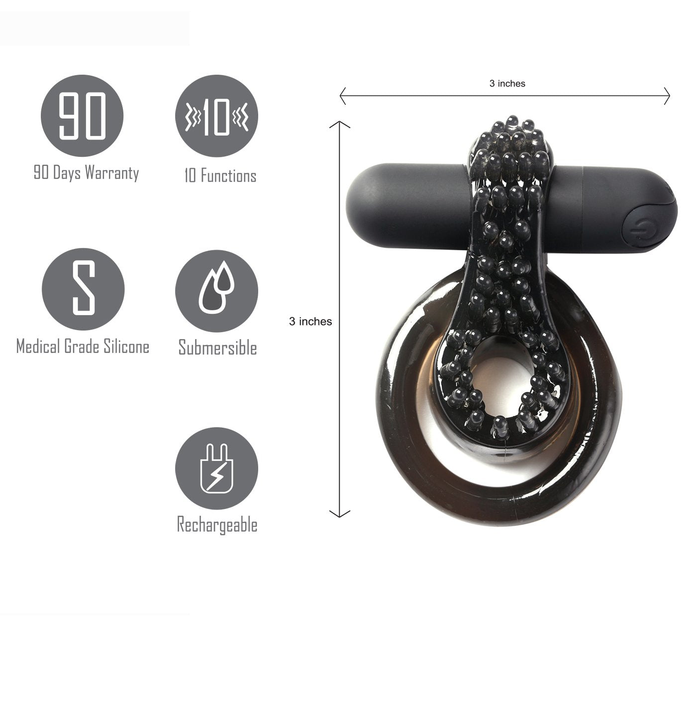 Maia Jagger - Black USB Rechargeable Vibrating Cock & Ball Ring Maia Toys