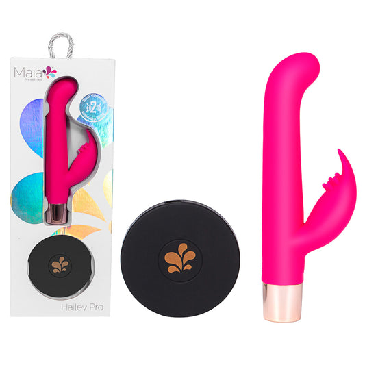 Maia HAILEY PRO - Pink 15.2 cm QI Wireless Rechargeable Rabbit Vibrator Pink - Club X