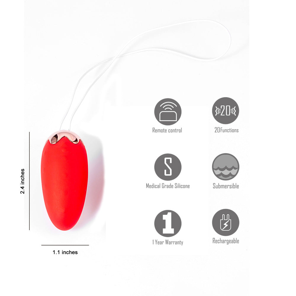 Maia SHORTCAKE - Red USB Rechargeable Vibrating Egg with Wireless Remote Maia Toys