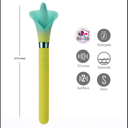 Maia VALA - Yellow - Yellow/Green 22.2 cm USB Rechargeable Flower Vibrator Maia Toys