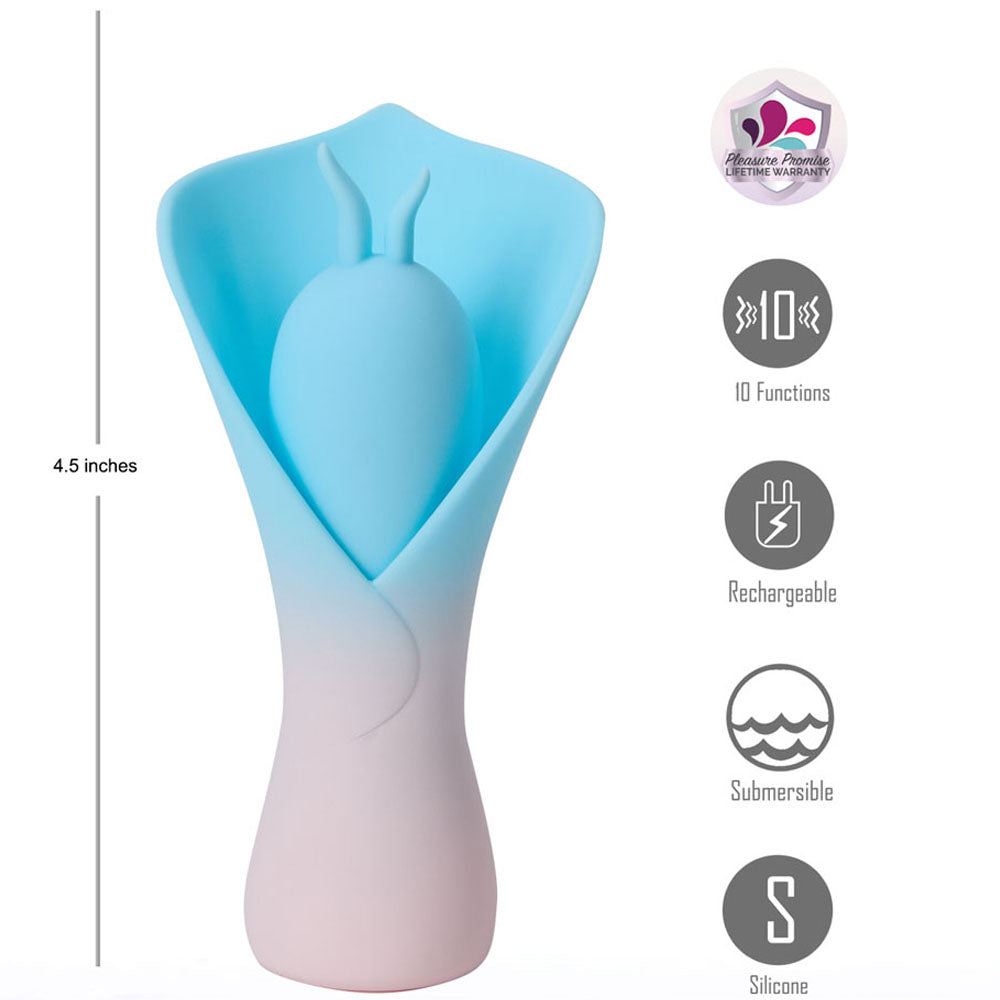 Maia MINA - Blue - Blue/Pink USB Rechargeable Fluttering Flower Stimulator Maia Toys