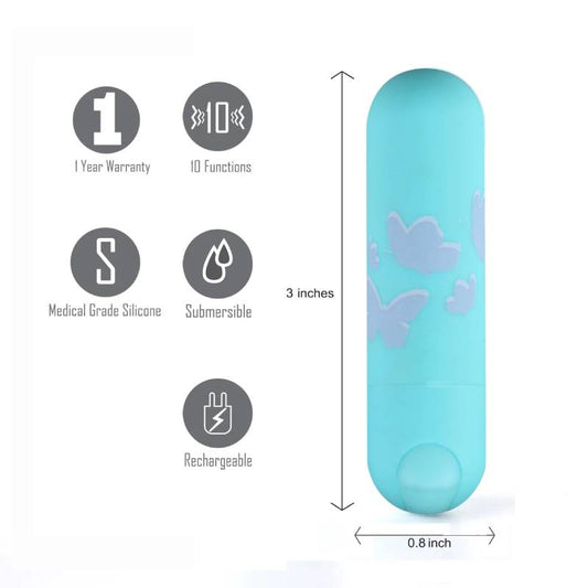 Maia Julia - Teal 7.6 cm USB Rechargeable Bullet Blue - Club X