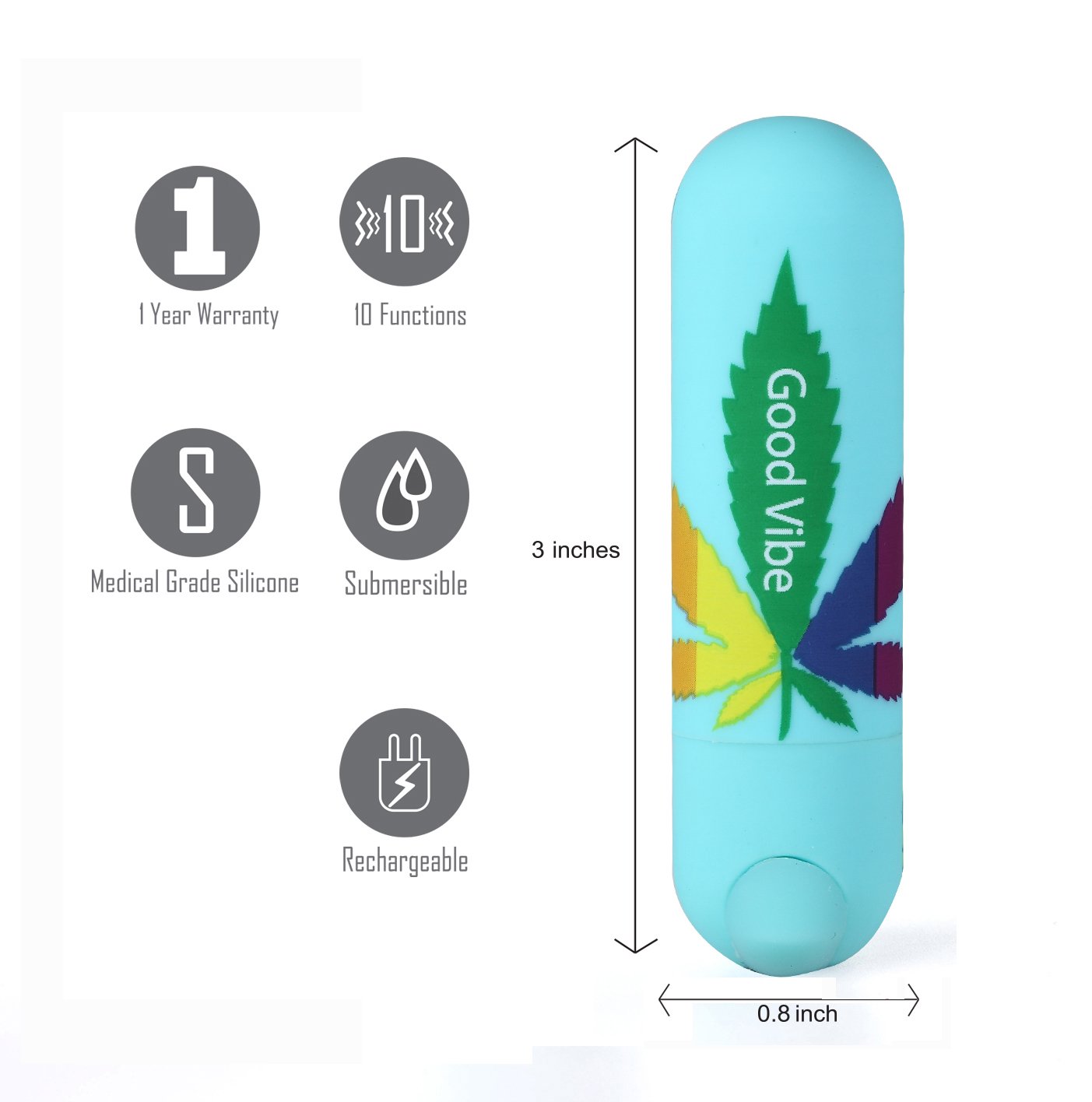 Maia Jessi 420 - Teal 7.6 cm USB Rechargeable Bullet Maia Toys