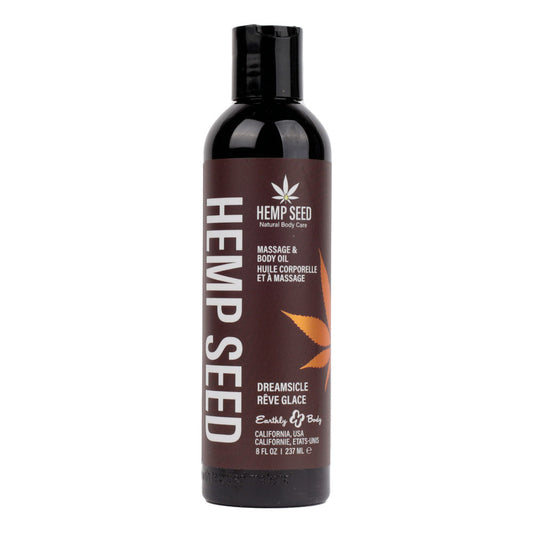 Hemp Seed Massage & Body Oil - Dreamsicle (Tangerine & Plum) Scented - 237 ml Bottle Earthly Body