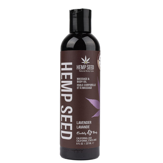 Hemp Seed Massage & Body Oil - Lavender Scented - 237 ml Bottle Earthly Body