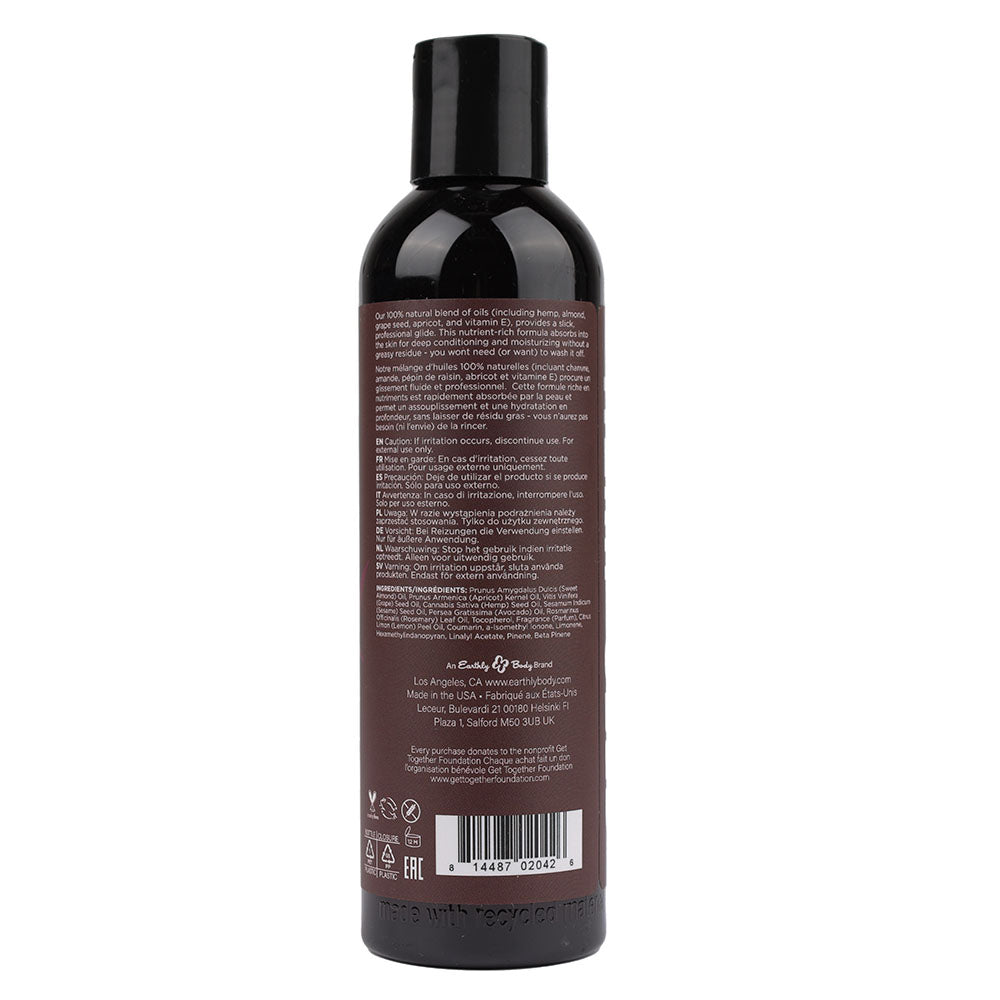 Hemp Seed Massage & Body Oil - Skinny Dip (Vanilla & Fairy Floss) Scented - 237 ml Bottle Earthly Body