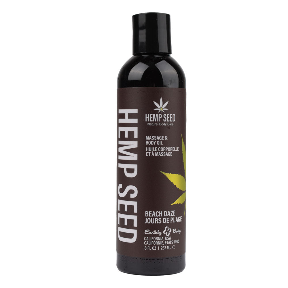 Hemp Seed Massage & Body Oil - Beach Daze (Coconut & Pineapple) Scented - 237 ml Bottle Earthly Body