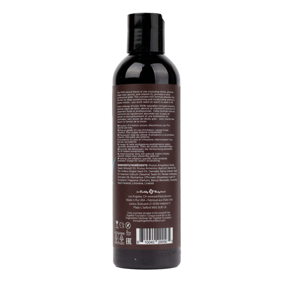 Hemp Seed Massage & Body Oil - Sunsational (Italian Bergamot, Juniper Berries & White Wood) Scented - 237 ml Bottle Earthly Body