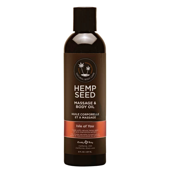 Hemp Seed Massage & Body Oil - Coconut Water, Citrus & Vanilla (Isle Of You) Scented - 237 ml Bottle Earthly Body