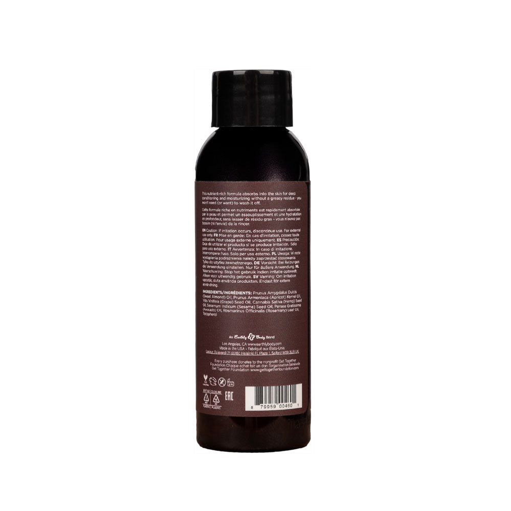Hemp Seed Massage & Body Oil - Unscented - 59 ml Bottle Earthly Body