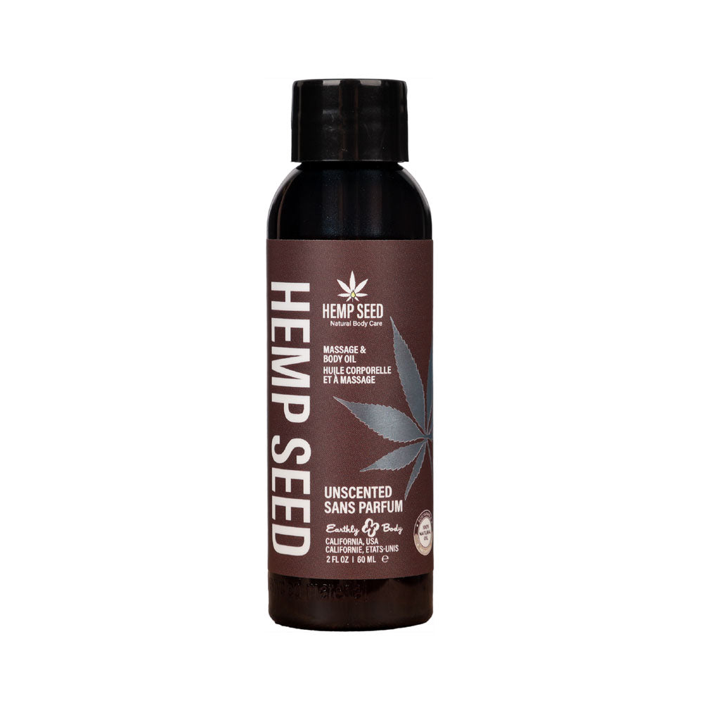 Hemp Seed Massage & Body Oil - Unscented - 59 ml Bottle Earthly Body