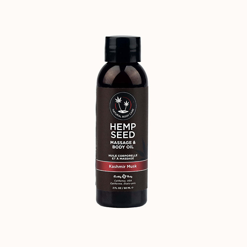Hemp Seed Massage & Body Oil - Kashmir Musk (Brandy, Magnolia & Vanilla Musk) Scented - 59 ml Earthly Body