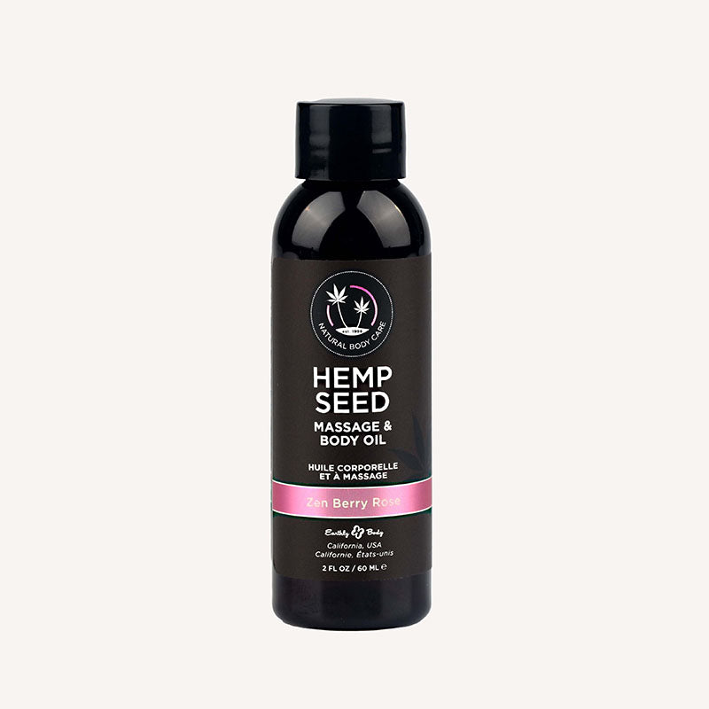Hemp Seed Massage & Body Oil - Zen Berry Rose (Blackberry, Yellow Rose & Amber) Scented - 59 ml Earthly Body