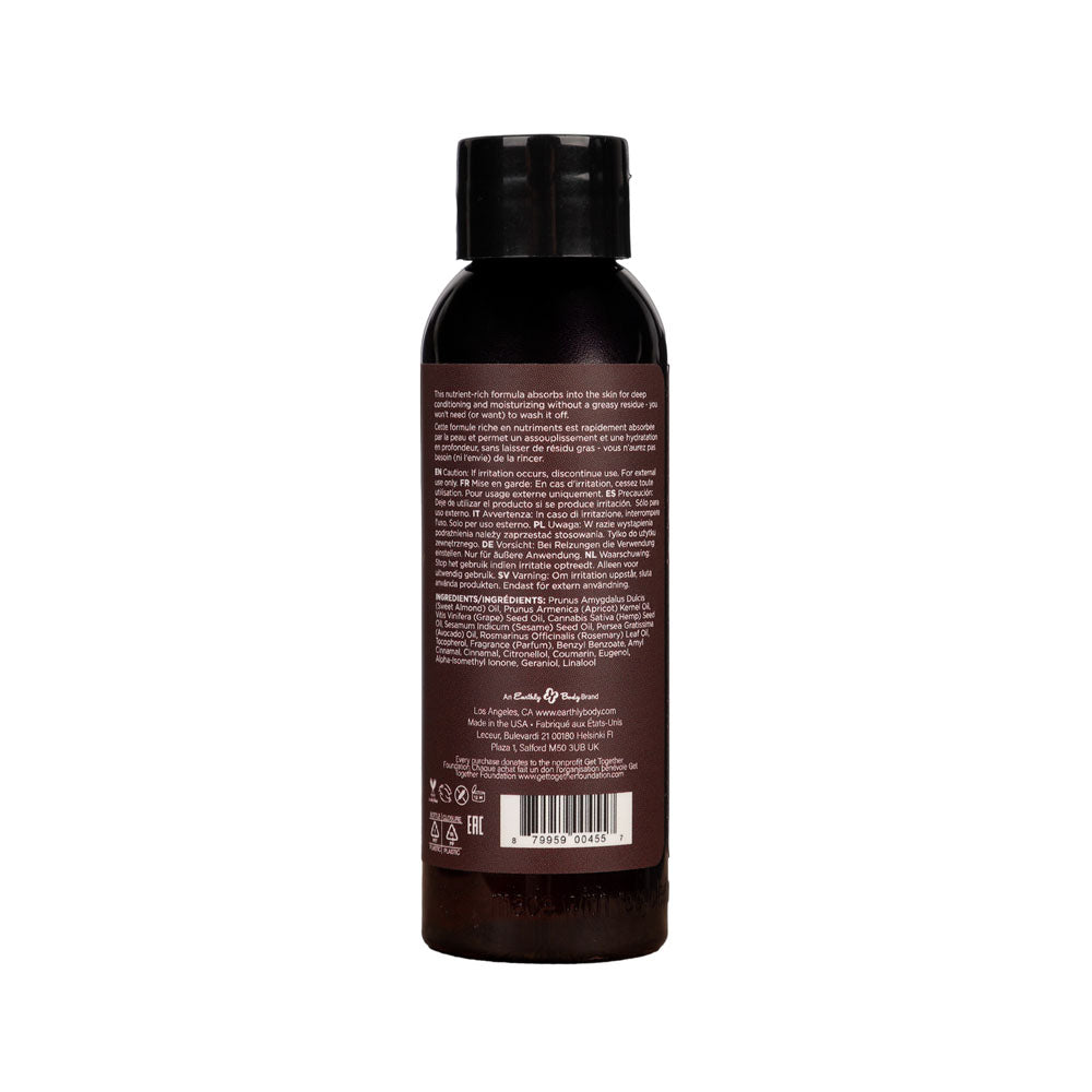 Hemp Seed Massage & Body Oil - Nag Champa (East Indian Incense) Scented - 59 ml Bottle Earthly Body