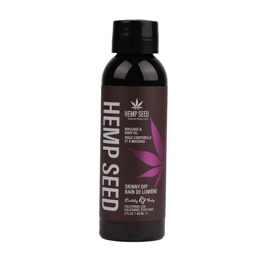 Hemp Seed Massage & Body Oil - Skinny Dip (Vanilla & Faiy Floss) Scented - 59 ml Bottle Earthly Body