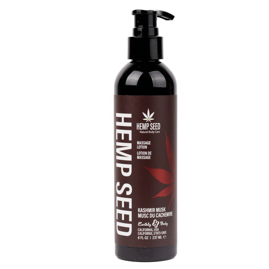 Hemp Seed Massage Lotion - Kashmir Musk (Brandy, Jasmine, Cedarwood Musk) Scented - 237 ml Bottle Earthly Body