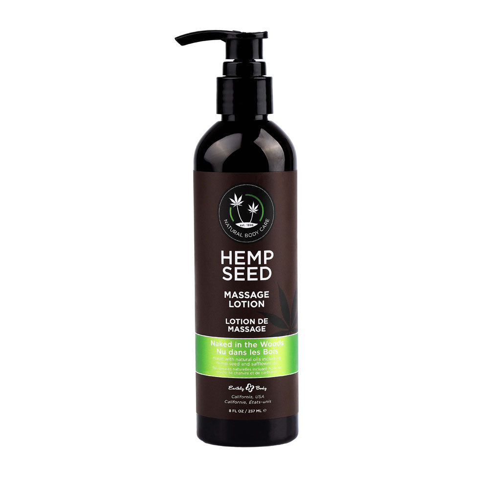 Hemp Seed Massage Lotion - Naked In The Woods (White Tea & Ginger) Scented - 237 ml Bottle Earthly Body
