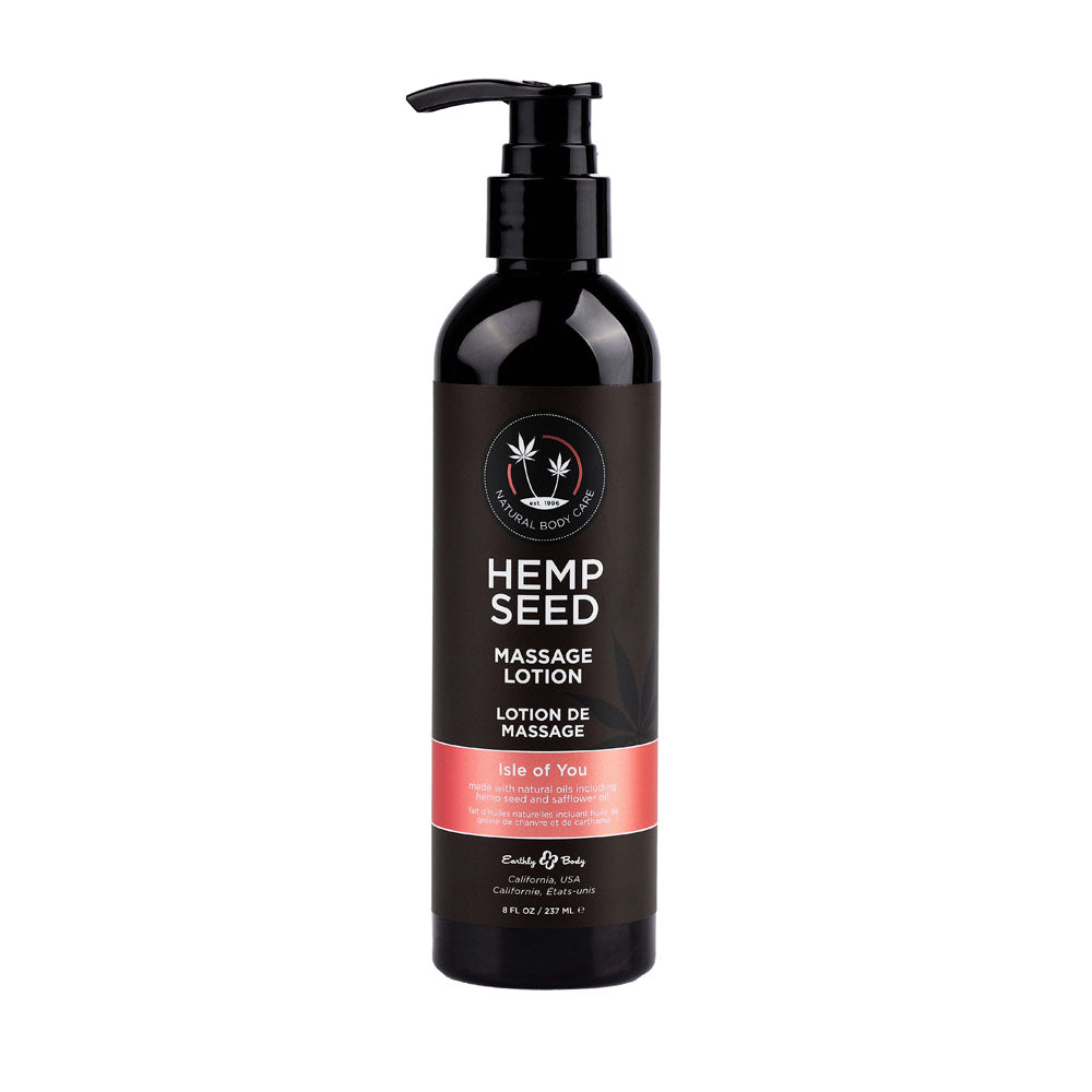 Hemp Seed Massage Lotion - Isle Of You (Coconut Water, Citrus & Vanilla) Scented - 237 ml Bottle Earthly Body
