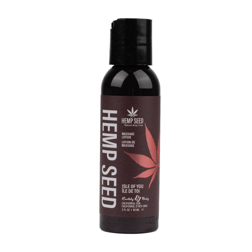 Hemp Seed Massage Lotion - Isle Of You (Coconut Water, Citrus & Vanilla) Scented - 59 ml Bottle Earthly Body