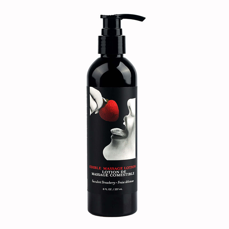 Edible Massage Lotion - Strawberry - Strawberry Flavoured Massage Lotion - 237 ml Earthly Body