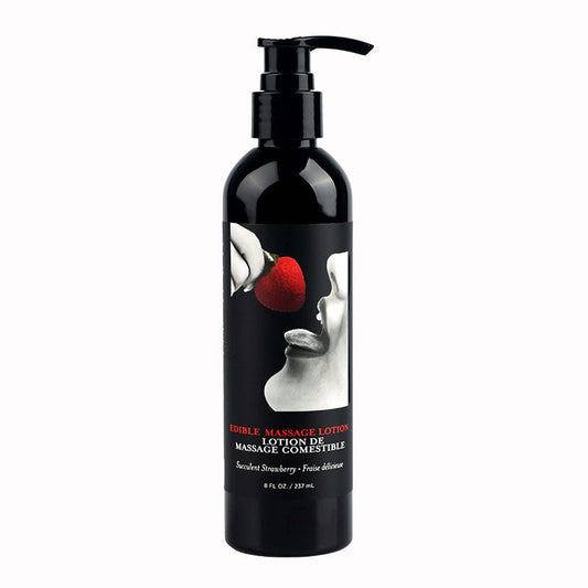Edible Massage Lotion - Strawberry - Strawberry Flavoured Massage Lotion - 237 ml Earthly Body