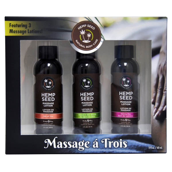 Hemp Seed Massage A Trois - Scented Massage Lotion Kit - 3 Bottle Set Earthly Body