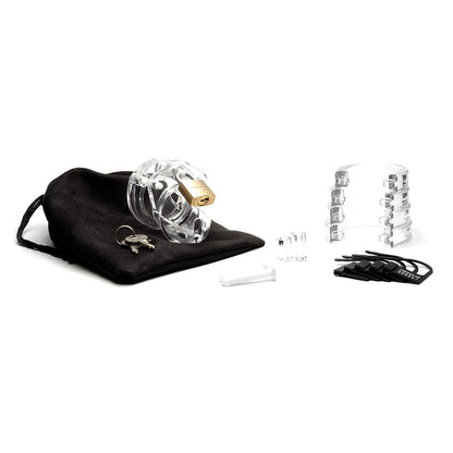 Mini-Me Black Chastity Cock Cage Kit - Clear - Clear 1.25 Inch Cock Cage Kit CB-X