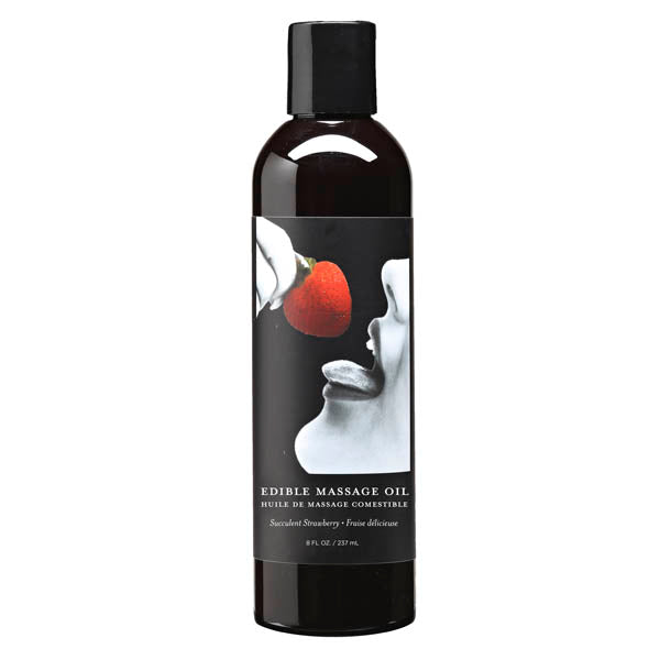 Edible Massage Oil - Succulent Strawberry Flavoured - 237 ml Bottle Earthly Body