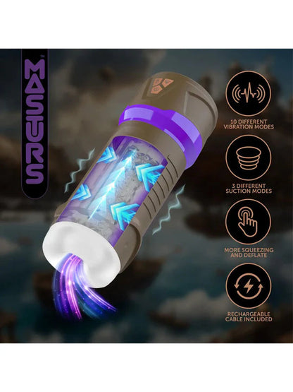 MASTURS Misty - USB Rechargeable Sucking, Vibrating & Squeezing Auto Stroker with Augmented Reality Shots Toys