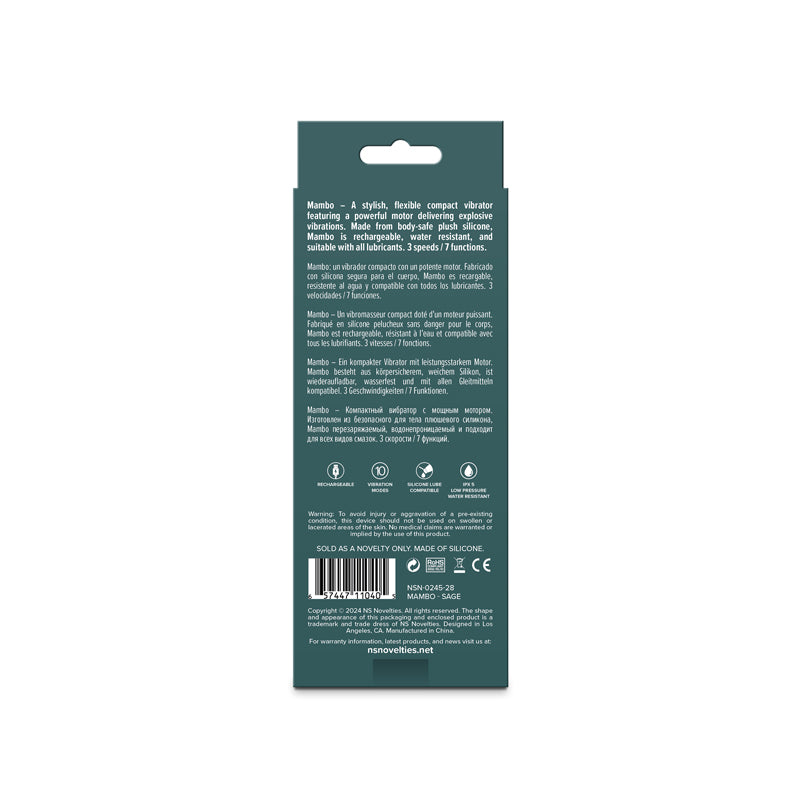Lust-n-Dreams - Mambo - Sage - Green 12.2 cm USB Rechargeable Bullet NS Novelties