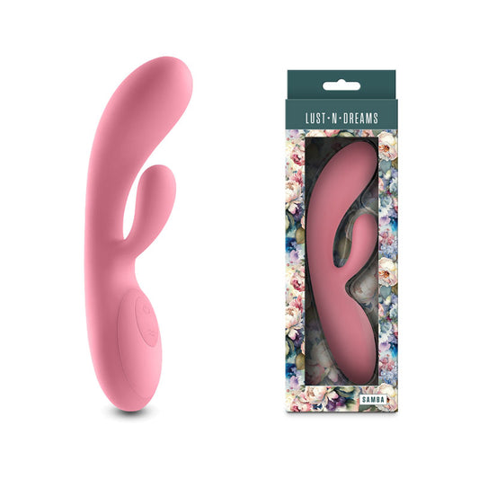 Lust-n-Dreams - Samba - Coral - Pink 19.4 cm USB Rechargeable Rabbit Vibrator Pink - Club X