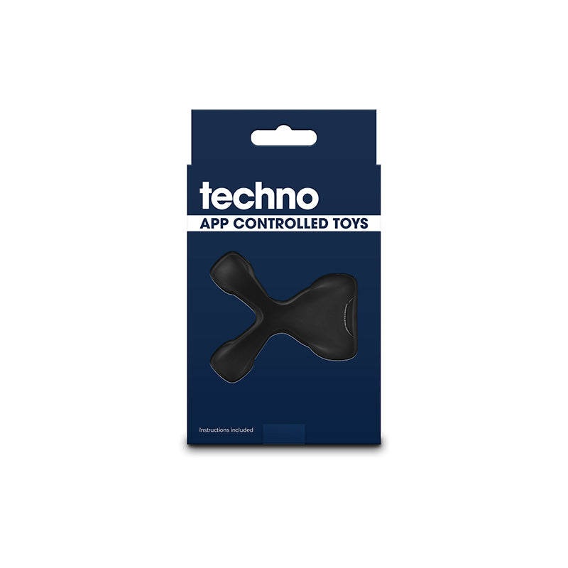 Techno - Strobe - Black - Black USB Rechargeable Vibrating Cock Ring with App Control NS Novelties