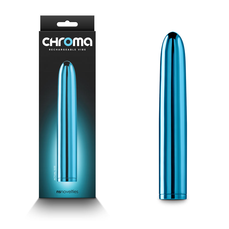 Chroma - Teal - Metallic Teal 17 cm USB Rechargeable Vibrator Teal - Club X