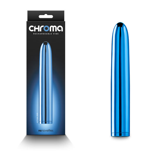 Chroma - Blue - Metallic Blue 17 cm USB Rechargeable Vibrator Blue - Club X