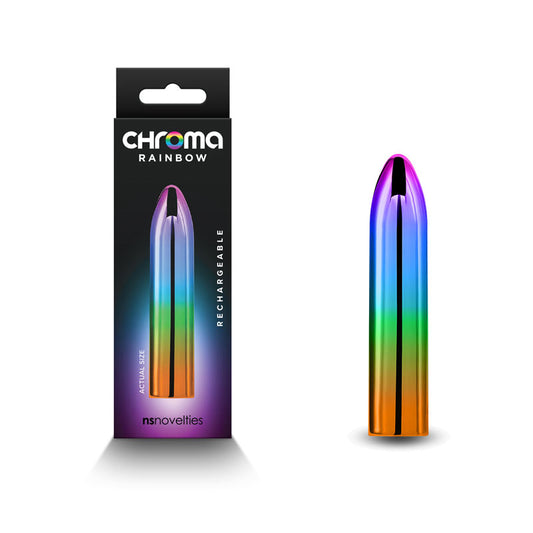 Chroma Rainbow - Medium - Metallic Rainbow 9 cm USB Rechargeable Mini Vibrator Coloured - Club X