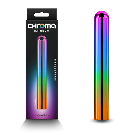 Chroma Rainbow - Large - Metallic Rainbow 13.8 cm USB Rechargeable Vibrator Coloured - Club X