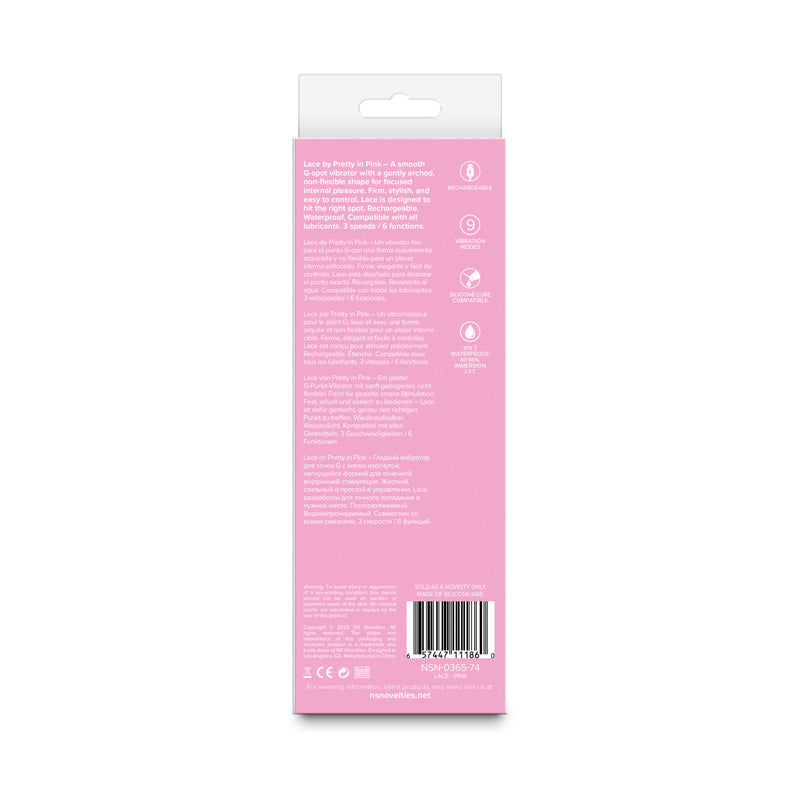 Pretty in Pink Lace - Pink - Pink 18.7 cm USB Rechargeable Vibrator NS Novelties