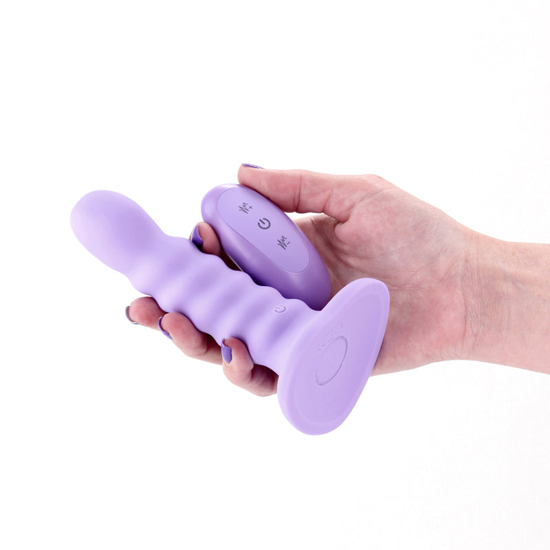 Colours Ribbed - 5'' Vibrating Dildo - Purple - Purple 14.5 cm USB Rechargeable Vibrating Dildo with Wireless Remote NS Novelties