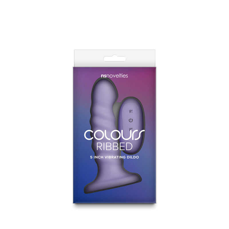 Colours Ribbed - 5'' Vibrating Dildo - Purple - Purple 14.5 cm USB Rechargeable Vibrating Dildo with Wireless Remote NS Novelties