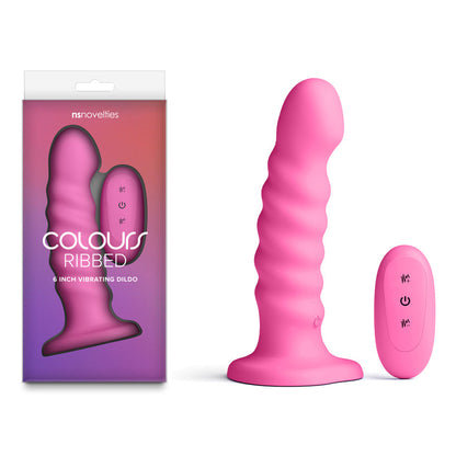 Colours Ribbed - 6'' Vibrating Dildo - Pink - Pink 16.5 cm USB Rechargeable Vibrating Dildo with Wireless Remote NS Novelties