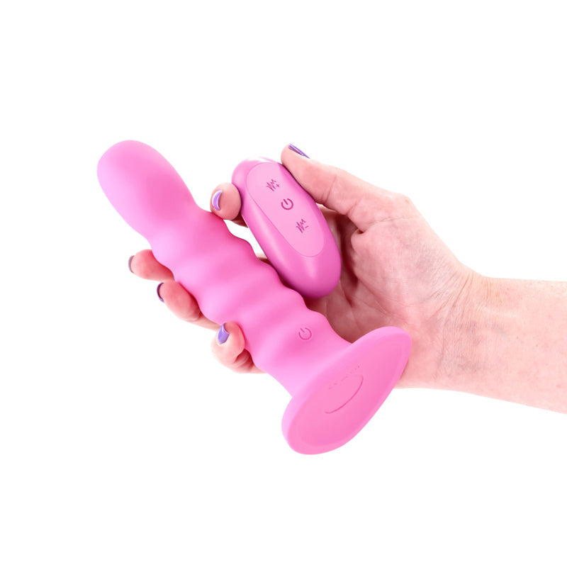 Colours Ribbed - 6'' Vibrating Dildo - Pink - Pink 16.5 cm USB Rechargeable Vibrating Dildo with Wireless Remote NS Novelties