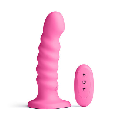 Colours Ribbed - 6'' Vibrating Dildo - Pink - Pink 16.5 cm USB Rechargeable Vibrating Dildo with Wireless Remote NS Novelties