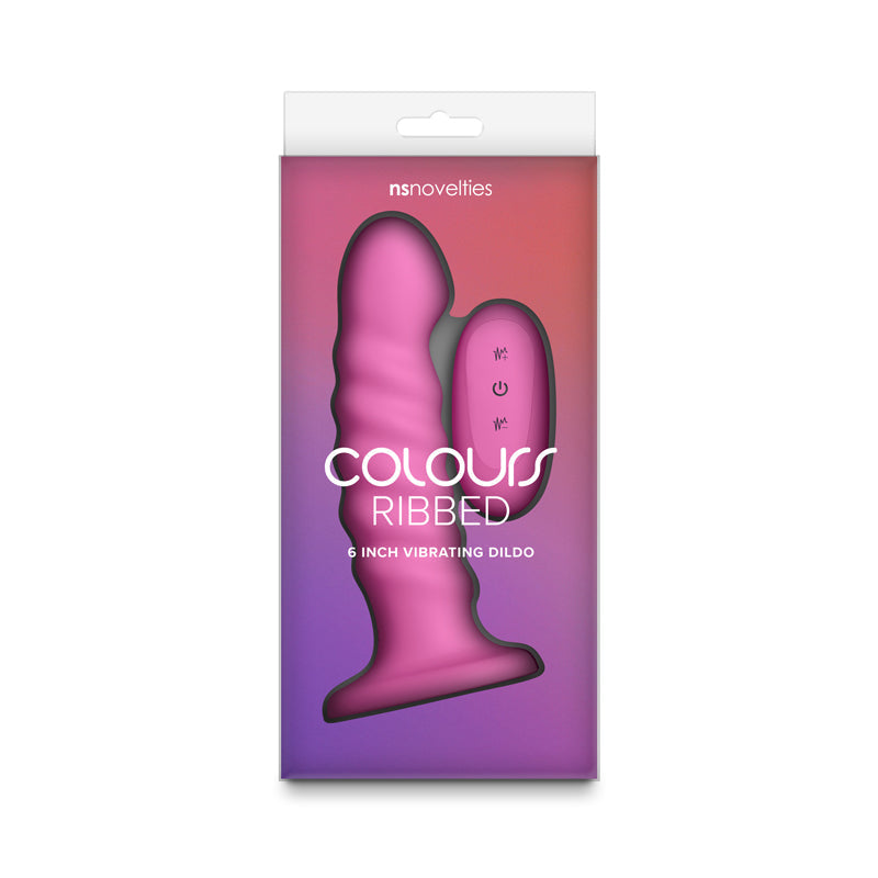Colours Ribbed - 6'' Vibrating Dildo - Pink - Pink 16.5 cm USB Rechargeable Vibrating Dildo with Wireless Remote NS Novelties