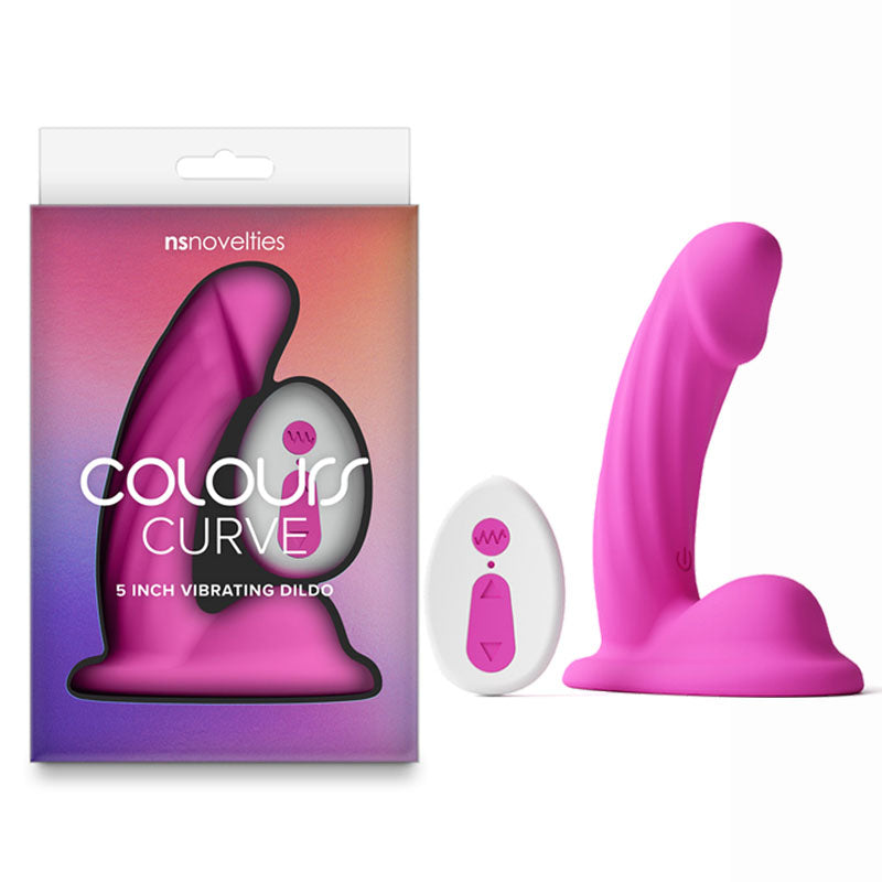Colours Curve - Vibrating 5'' Dildo - Pink - Pink 12.6 cm USB Rechargeable Vibrating Dildo with Wireless Remote NS Novelties