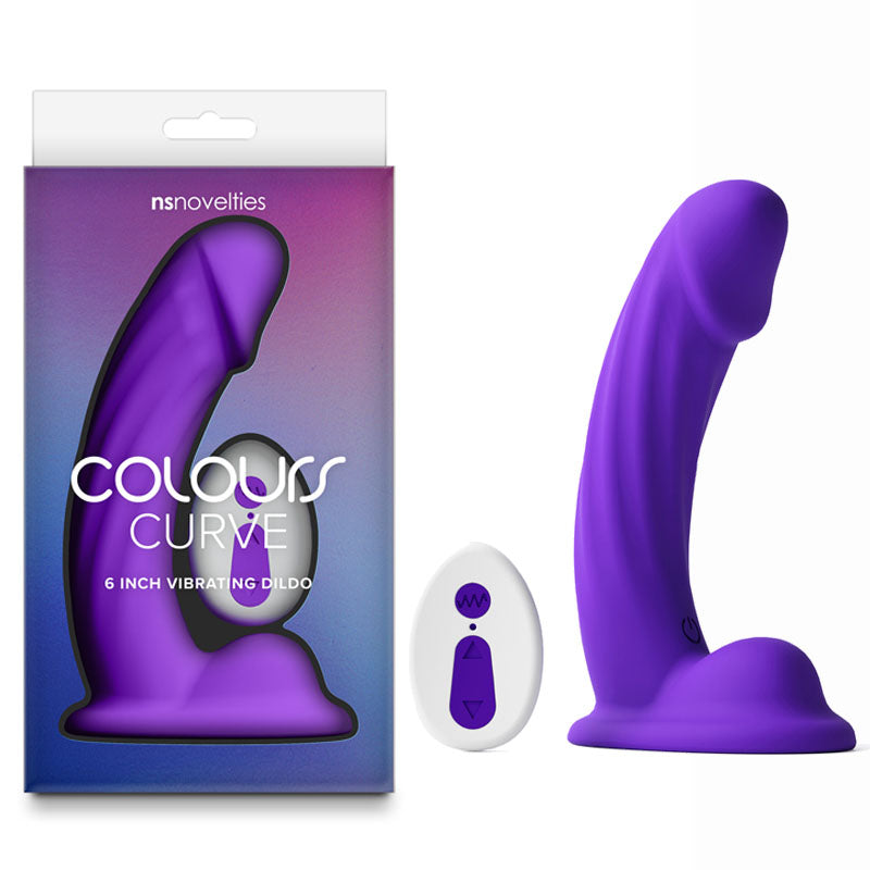 Colours Curve - Vibrating 6'' Dildo - Purple - Purple 16.4 cm USB Rechargeable Vibrating Dildo with Wireless Remote NS Novelties