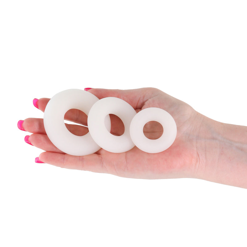 Firefly - 3pc Bubble Rings - White - Glow in Dark Cock Rings - Set of 3 Sizes NS Novelties
