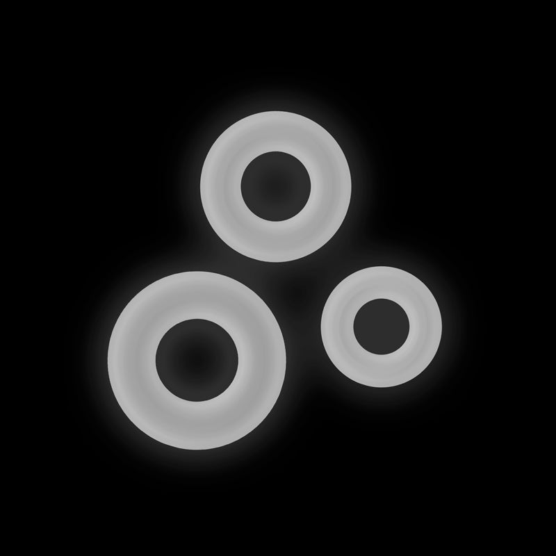 Firefly - 3pc Bubble Rings - White - Glow in Dark Cock Rings - Set of 3 Sizes NS Novelties