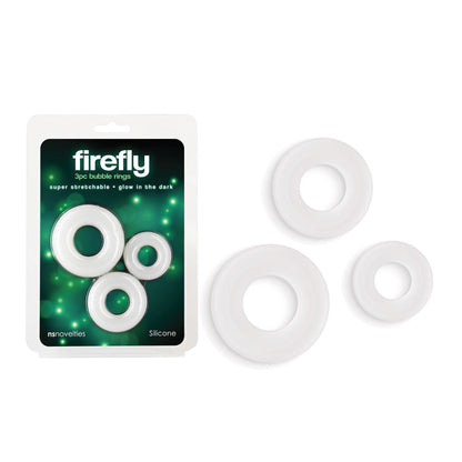 Firefly - 3pc Bubble Rings - White - Glow in Dark Cock Rings - Set of 3 Sizes NS Novelties